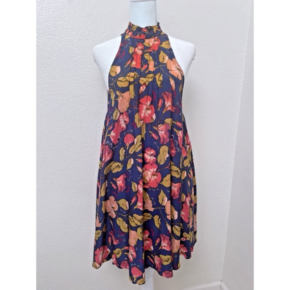 Intimately Free People Beaux Mock Neck Slip Dress Womens Boho Floral Mini - Picture 1 of 11